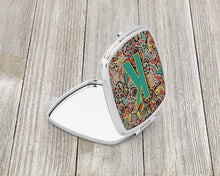 Load image into Gallery viewer, Letter K Retro Tribal Alphabet Initial Compact Mirror – Stylish Purse Mirror with Artistic Covers CJ2013-KSCM