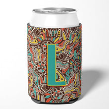 Load image into Gallery viewer, Letter L Retro Tribal Alphabet Initial Can or Bottle Hugger CJ2013-LCC