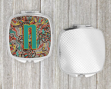 Load image into Gallery viewer, Letter N Retro Tribal Alphabet Initial Compact Mirror – Stylish Purse Mirror with Artistic Covers CJ2013-NSCM