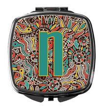 Load image into Gallery viewer, Letter N Retro Tribal Alphabet Initial Compact Mirror – Stylish Purse Mirror with Artistic Covers CJ2013-NSCM