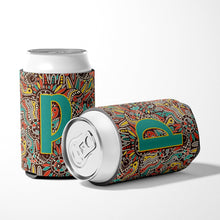 Load image into Gallery viewer, Letter P Retro Tribal Alphabet Initial Can or Bottle Hugger CJ2013-PCC