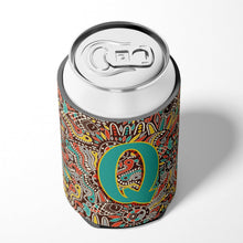 Load image into Gallery viewer, Letter Q Retro Tribal Alphabet Initial Can or Bottle Hugger CJ2013-QCC