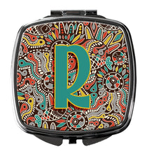 Load image into Gallery viewer, Letter R Retro Tribal Alphabet Initial Compact Mirror – Stylish Purse Mirror with Artistic Covers CJ2013-RSCM