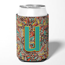 Load image into Gallery viewer, Letter U Retro Tribal Alphabet Initial Can or Bottle Hugger CJ2013-UCC