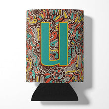 Load image into Gallery viewer, Letter U Retro Tribal Alphabet Initial Can or Bottle Hugger CJ2013-UCC