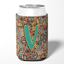 Load image into Gallery viewer, Letter V Retro Tribal Alphabet Initial Can or Bottle Hugger CJ2013-VCC
