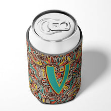 Load image into Gallery viewer, Letter V Retro Tribal Alphabet Initial Can or Bottle Hugger CJ2013-VCC