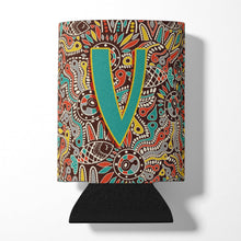 Load image into Gallery viewer, Letter V Retro Tribal Alphabet Initial Can or Bottle Hugger CJ2013-VCC