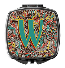 Load image into Gallery viewer, Letter W Retro Tribal Alphabet Initial Compact Mirror – Stylish Purse Mirror with Artistic Covers CJ2013-WSCM