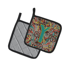 Load image into Gallery viewer, Letter Y Retro Tribal Alphabet Initial Pot Holders - Set of 2 - Heat-Resistant Kitchen Essentials CJ2013-YPTHD