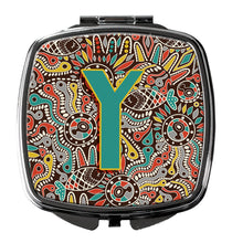 Load image into Gallery viewer, Letter Y Retro Tribal Alphabet Initial Compact Mirror – Stylish Purse Mirror with Artistic Covers CJ2013-YSCM