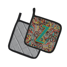 Load image into Gallery viewer, Letter Z Retro Tribal Alphabet Initial Pot Holders - Set of 2 - Heat-Resistant Kitchen Essentials CJ2013-ZPTHD