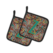 Load image into Gallery viewer, Letter Z Retro Tribal Alphabet Initial Pot Holders - Set of 2 - Heat-Resistant Kitchen Essentials CJ2013-ZPTHD