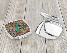 Load image into Gallery viewer, Letter Z Retro Tribal Alphabet Initial Compact Mirror – Stylish Purse Mirror with Artistic Covers CJ2013-ZSCM