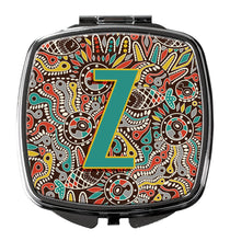 Load image into Gallery viewer, Letter Z Retro Tribal Alphabet Initial Compact Mirror – Stylish Purse Mirror with Artistic Covers CJ2013-ZSCM