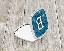 Load image into Gallery viewer, Letter B Sea Doodles Initial Alphabet Compact Mirror – Stylish Purse Mirror with Artistic Covers CJ2014-BSCM
