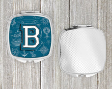 Load image into Gallery viewer, Letter B Sea Doodles Initial Alphabet Compact Mirror – Stylish Purse Mirror with Artistic Covers CJ2014-BSCM