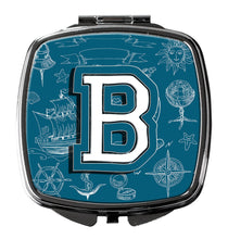 Load image into Gallery viewer, Letter B Sea Doodles Initial Alphabet Compact Mirror – Stylish Purse Mirror with Artistic Covers CJ2014-BSCM