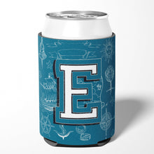 Load image into Gallery viewer, Letter E Sea Doodles Initial Alphabet Can or Bottle Hugger CJ2014-ECC