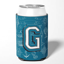 Load image into Gallery viewer, Letter G Sea Doodles Initial Alphabet Can or Bottle Hugger CJ2014-GCC