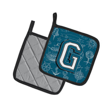 Load image into Gallery viewer, Letter G Sea Doodles Initial Alphabet Pot Holders - Set of 2 - Heat-Resistant Kitchen Essentials CJ2014-GPTHD