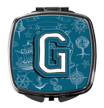 Load image into Gallery viewer, Letter G Sea Doodles Initial Alphabet Compact Mirror – Stylish Purse Mirror with Artistic Covers CJ2014-GSCM