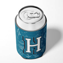 Load image into Gallery viewer, Letter H Sea Doodles Initial Alphabet Can or Bottle Hugger CJ2014-HCC
