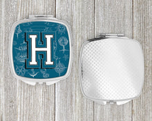 Load image into Gallery viewer, Letter H Sea Doodles Initial Alphabet Compact Mirror – Stylish Purse Mirror with Artistic Covers CJ2014-HSCM