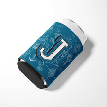 Load image into Gallery viewer, Letter J Sea Doodles Initial Alphabet Can or Bottle Hugger CJ2014-JCC