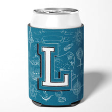 Load image into Gallery viewer, Letter L Sea Doodles Initial Alphabet Can or Bottle Hugger CJ2014-LCC