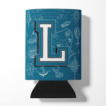 Load image into Gallery viewer, Letter L Sea Doodles Initial Alphabet Can or Bottle Hugger CJ2014-LCC