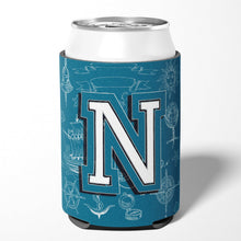 Load image into Gallery viewer, Letter N Sea Doodles Initial Alphabet Can or Bottle Hugger CJ2014-NCC