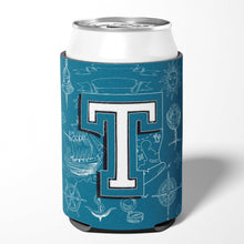 Load image into Gallery viewer, Letter T Sea Doodles Initial Alphabet Can or Bottle Hugger CJ2014-TCC