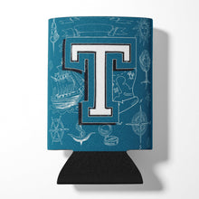 Load image into Gallery viewer, Letter T Sea Doodles Initial Alphabet Can or Bottle Hugger CJ2014-TCC