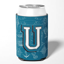 Load image into Gallery viewer, Letter U Sea Doodles Initial Alphabet Can or Bottle Hugger CJ2014-UCC