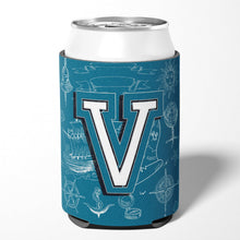 Load image into Gallery viewer, Letter V Sea Doodles Initial Alphabet Can or Bottle Hugger CJ2014-VCC