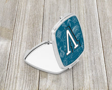 Load image into Gallery viewer, Letter V Sea Doodles Initial Alphabet Compact Mirror – Stylish Purse Mirror with Artistic Covers CJ2014-VSCM