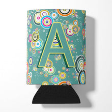 Load image into Gallery viewer, Letter A Circle Circle Teal Initial Alphabet Can or Bottle Hugger CJ2015-ACC