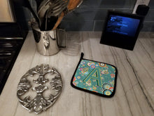 Load image into Gallery viewer, Letter A Circle Circle Teal Initial Alphabet Pot Holders - Set of 2 - Heat-Resistant Kitchen Essentials CJ2015-APTHD