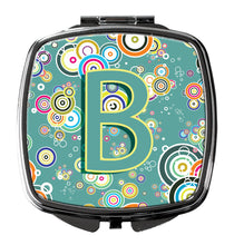 Load image into Gallery viewer, Letter B Circle Circle Teal Initial Alphabet Compact Mirror – Stylish Purse Mirror with Artistic Covers CJ2015-BSCM