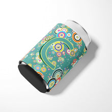 Load image into Gallery viewer, Letter C Circle Circle Teal Initial Alphabet Can or Bottle Hugger CJ2015-CCC