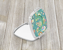 Load image into Gallery viewer, Letter C Circle Circle Teal Initial Alphabet Compact Mirror – Stylish Purse Mirror with Artistic Covers CJ2015-CSCM