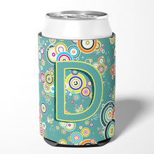 Load image into Gallery viewer, Letter D Circle Circle Teal Initial Alphabet Can or Bottle Hugger CJ2015-DCC