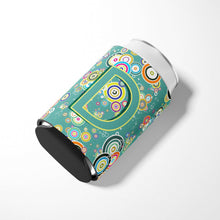 Load image into Gallery viewer, Letter D Circle Circle Teal Initial Alphabet Can or Bottle Hugger CJ2015-DCC