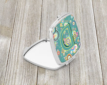 Load image into Gallery viewer, Letter D Circle Circle Teal Initial Alphabet Compact Mirror – Stylish Purse Mirror with Artistic Covers CJ2015-DSCM