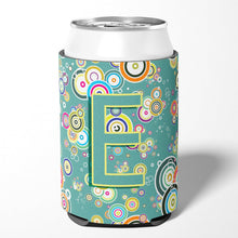 Load image into Gallery viewer, Letter E Circle Circle Teal Initial Alphabet Can or Bottle Hugger CJ2015-ECC