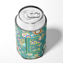 Load image into Gallery viewer, Letter E Circle Circle Teal Initial Alphabet Can or Bottle Hugger CJ2015-ECC