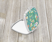 Load image into Gallery viewer, Letter E Circle Circle Teal Initial Alphabet Compact Mirror – Stylish Purse Mirror with Artistic Covers CJ2015-ESCM