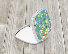 Load image into Gallery viewer, Letter F Circle Circle Teal Initial Alphabet Compact Mirror – Stylish Purse Mirror with Artistic Covers CJ2015-FSCM