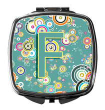 Load image into Gallery viewer, Letter F Circle Circle Teal Initial Alphabet Compact Mirror – Stylish Purse Mirror with Artistic Covers CJ2015-FSCM